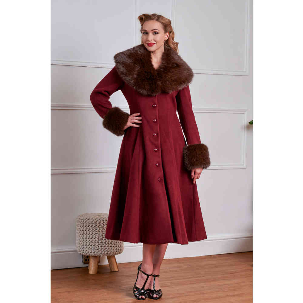 Banned - Martha Fur Winterjas - Bordeaux rood